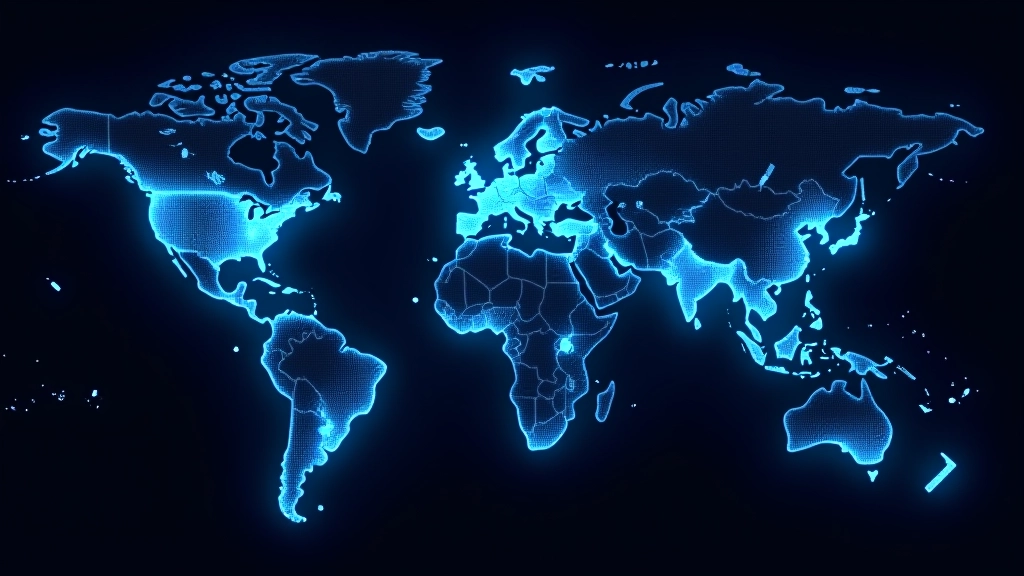 Global map showing major quantum computing research facilities and milestone markers across different countries and continents